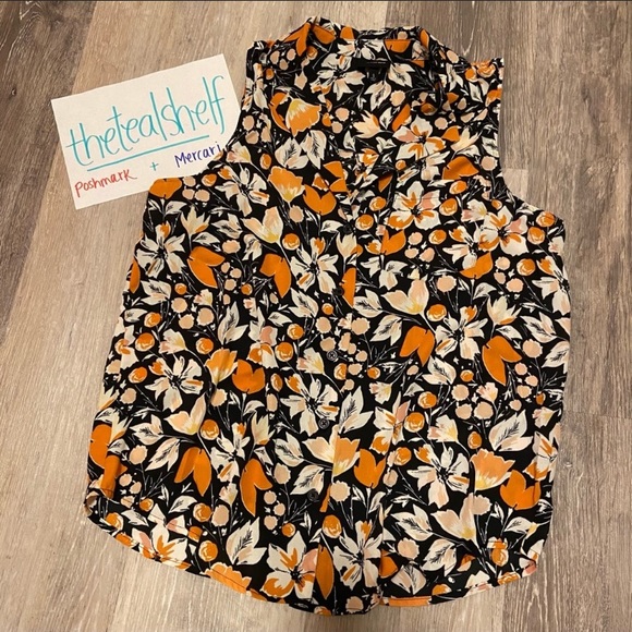 Who What Wear Tops - 3/$9 Sleeveless Collared Top OrangE Floral